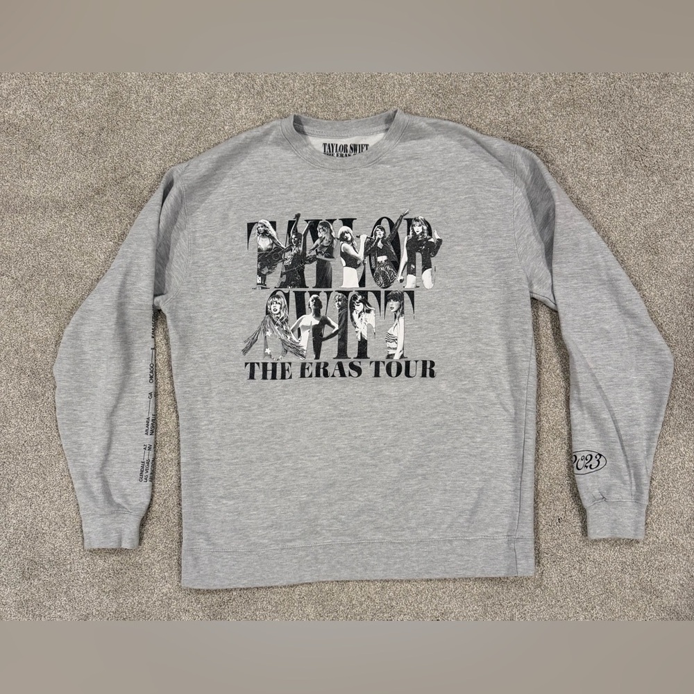 Taylor Swift The Eras Tour Gray 2023 Sweatshirt Size XL Music Concert